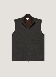 Men's Merino Cotton Double Faced Gilet in Dark Charcoal Melange