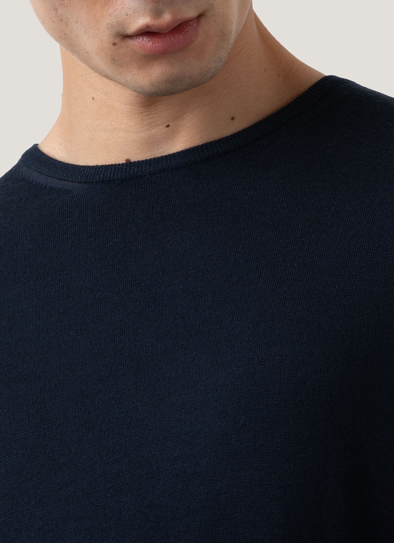 Men's Extra-Fine Merino Crew Neck in Light Navy