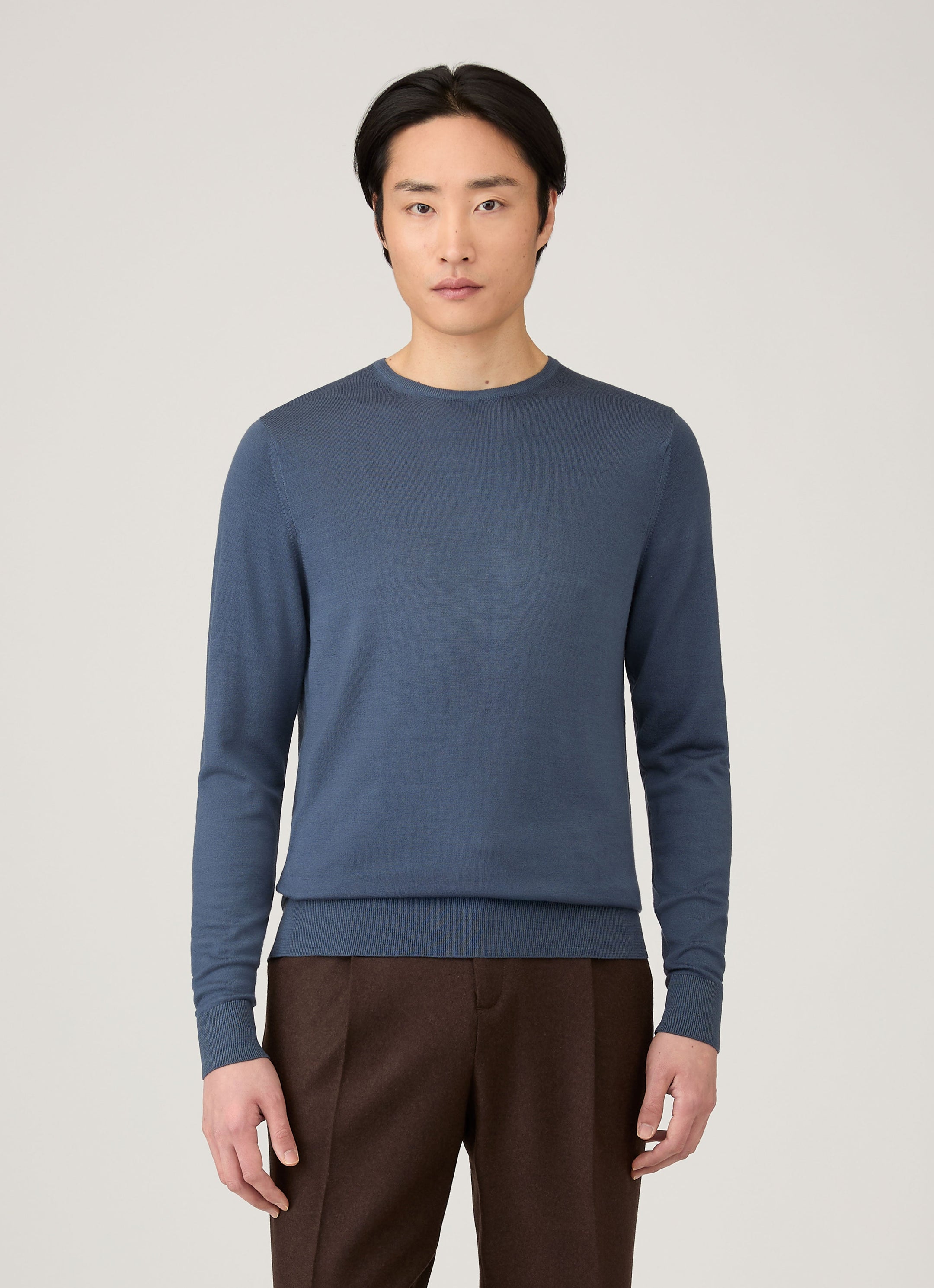 Men's Extra-Fine Merino Crew Neck in Slate Blue