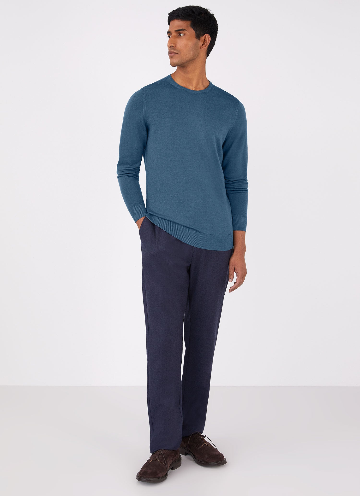Men's Extra-Fine Merino Crew Neck in Teal