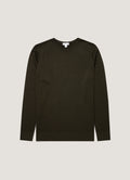 Men's Extra-Fine Merino Crew Neck in Dark Green