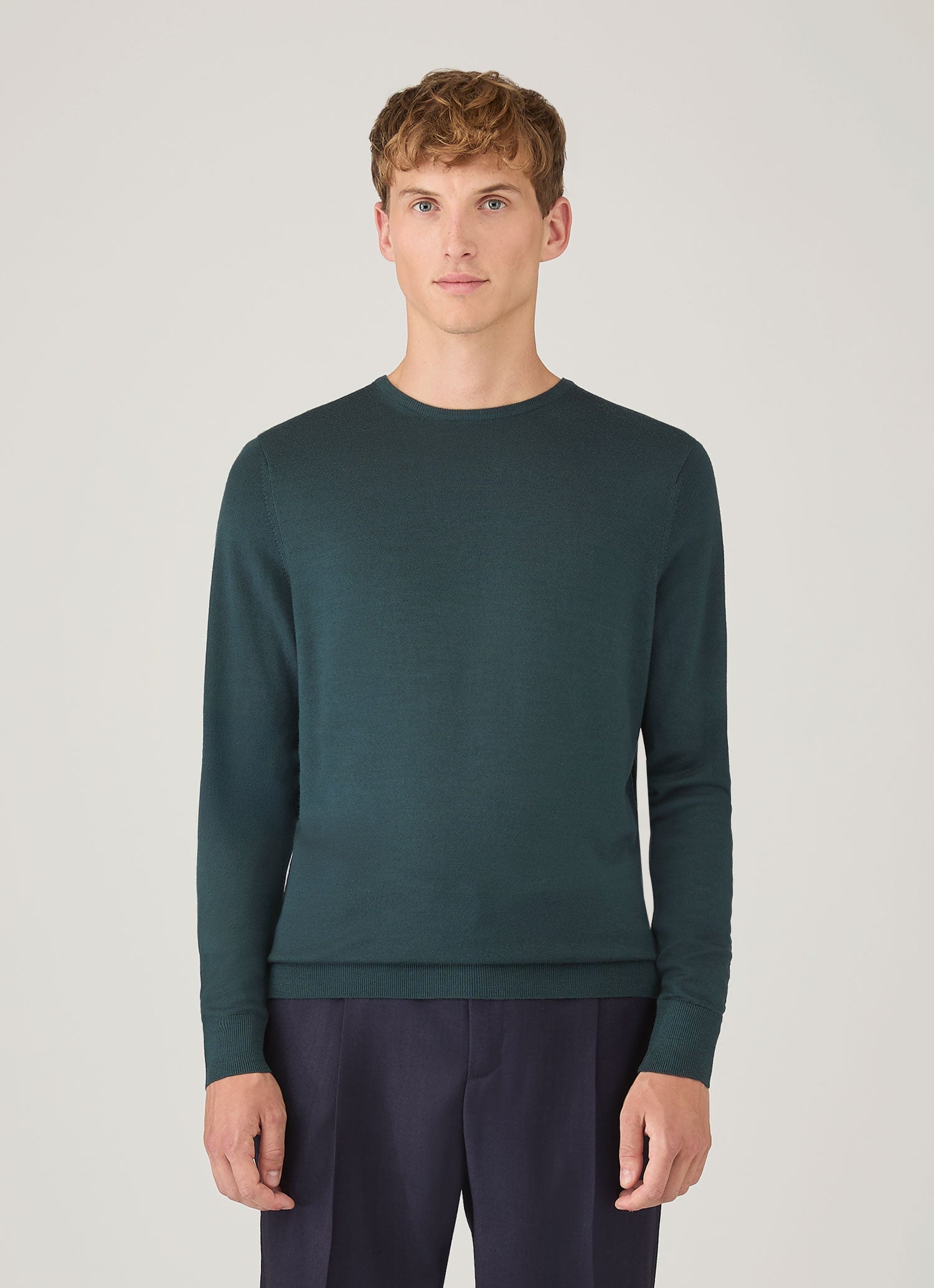 Men's Extra-Fine Merino Crew Neck in Dark Petrol