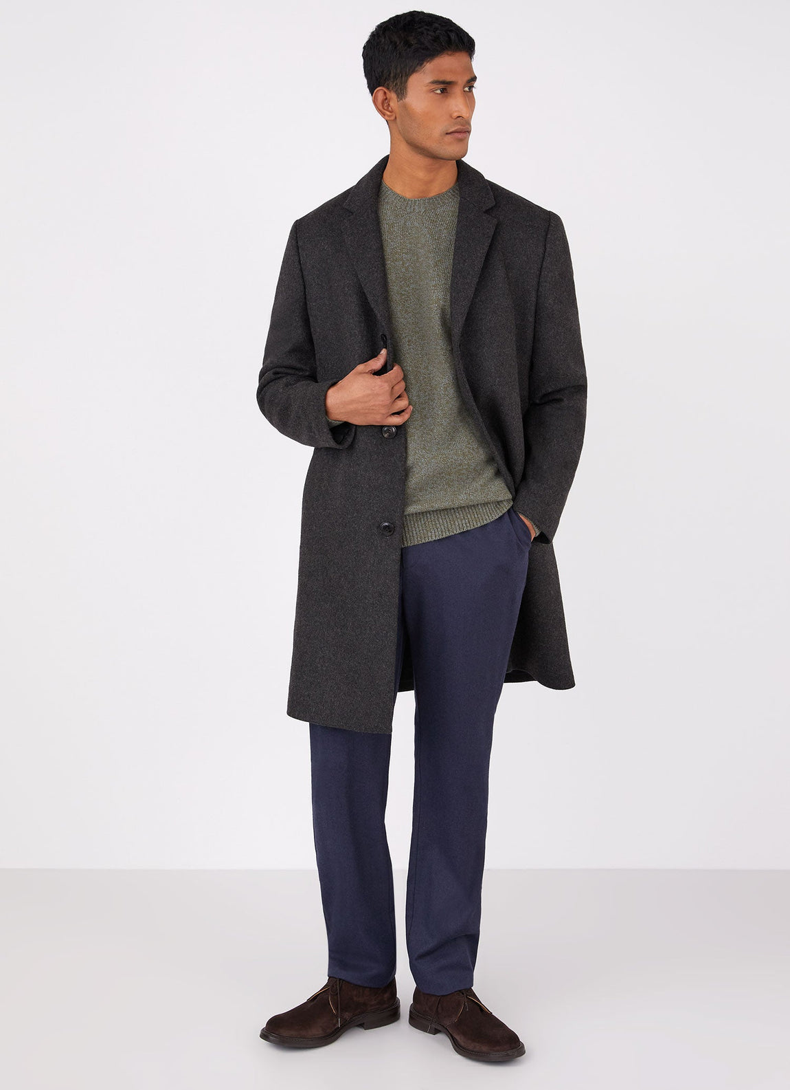 Men's Lambswool Crew Neck Jumper in Caper