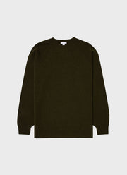 Men's Lambswool Crew Neck Jumper in Dark Olive