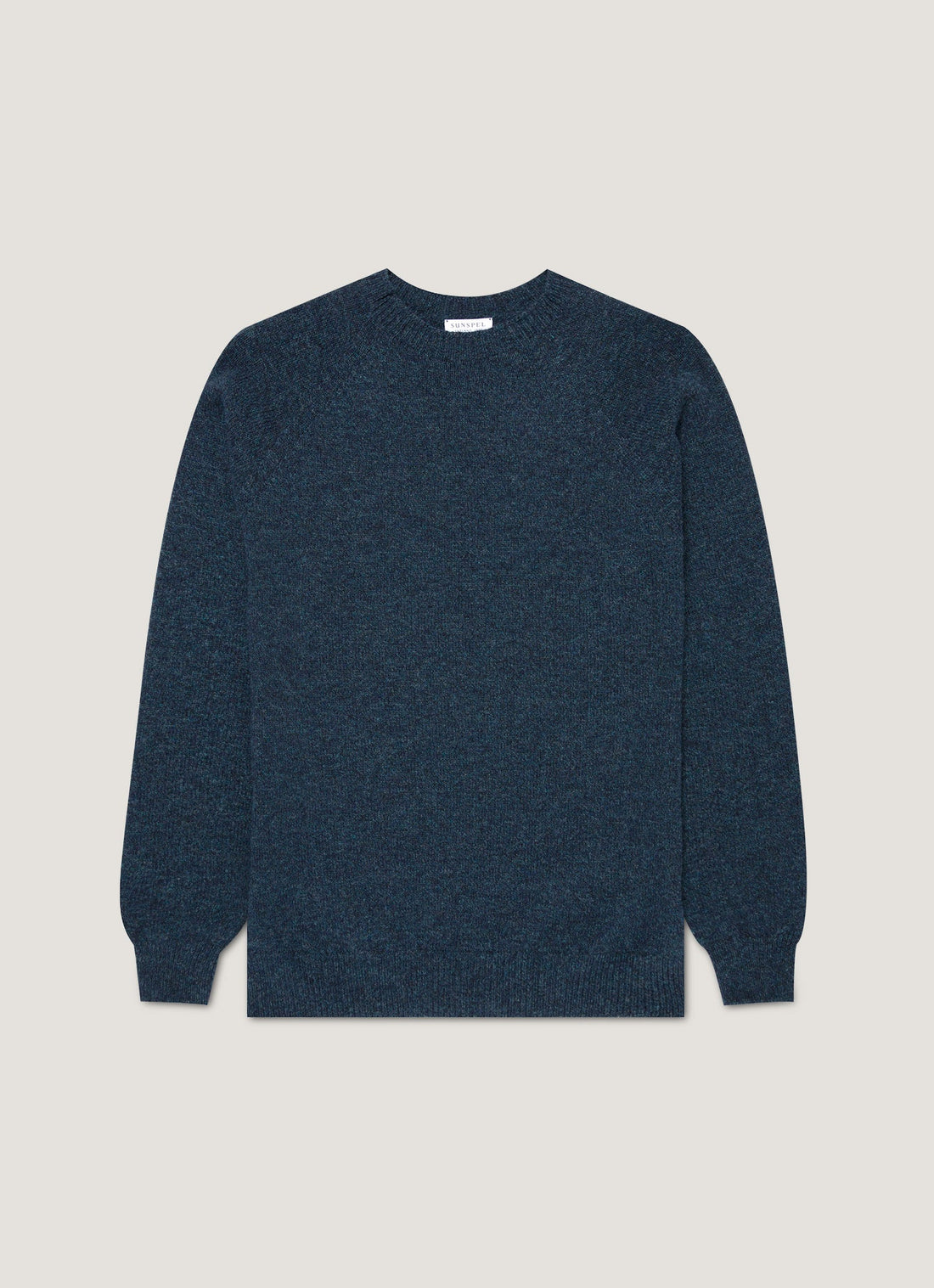Men's Lambswool Crew Neck Jumper in Dark Petrol Twist