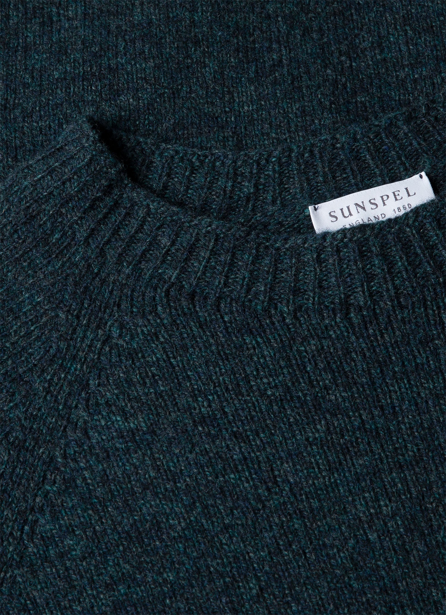 Men's Lambswool Crew Neck Jumper in Dark Petrol Twist