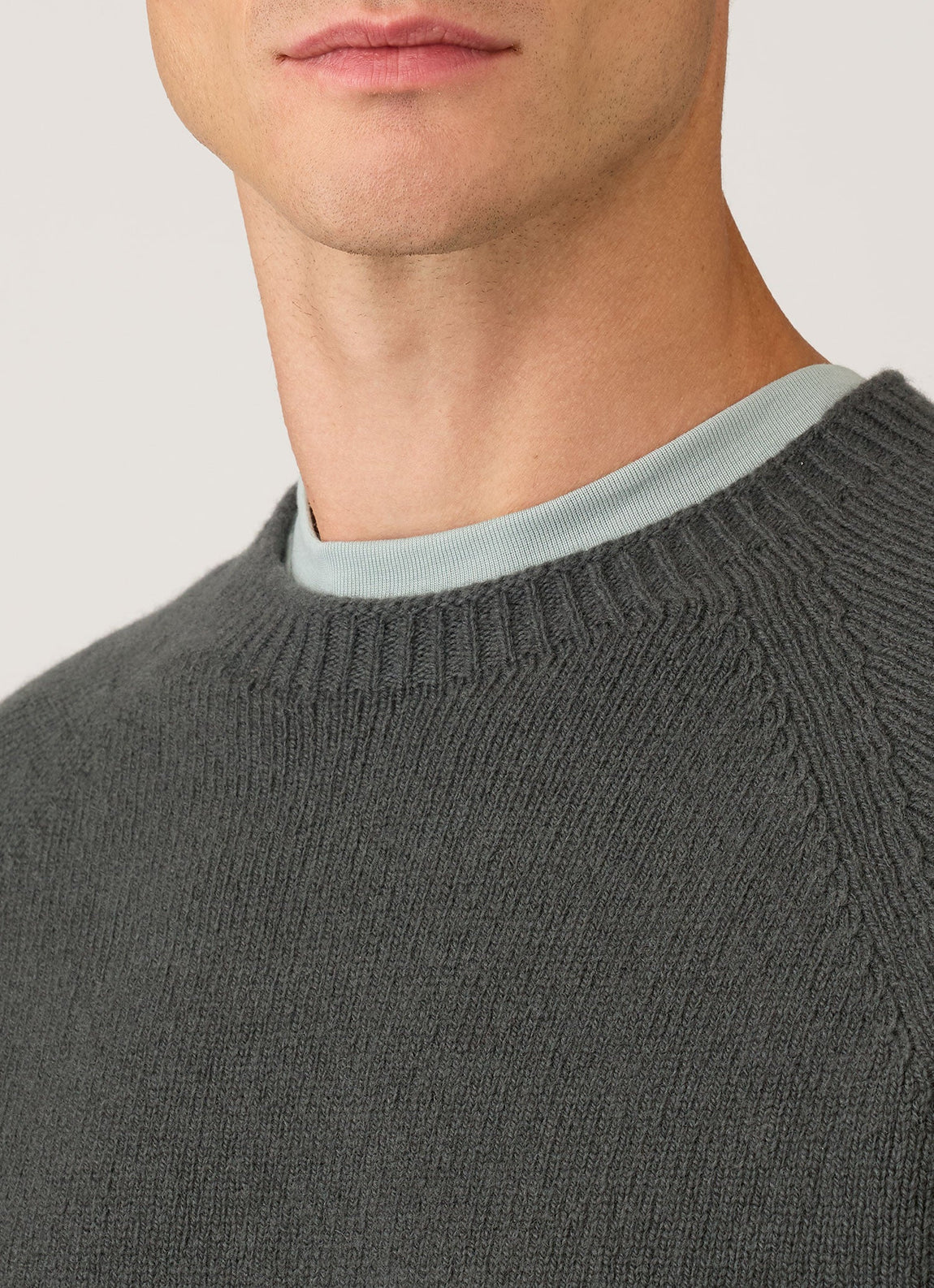 Men's Lambswool Crew Neck Jumper in Slate Green