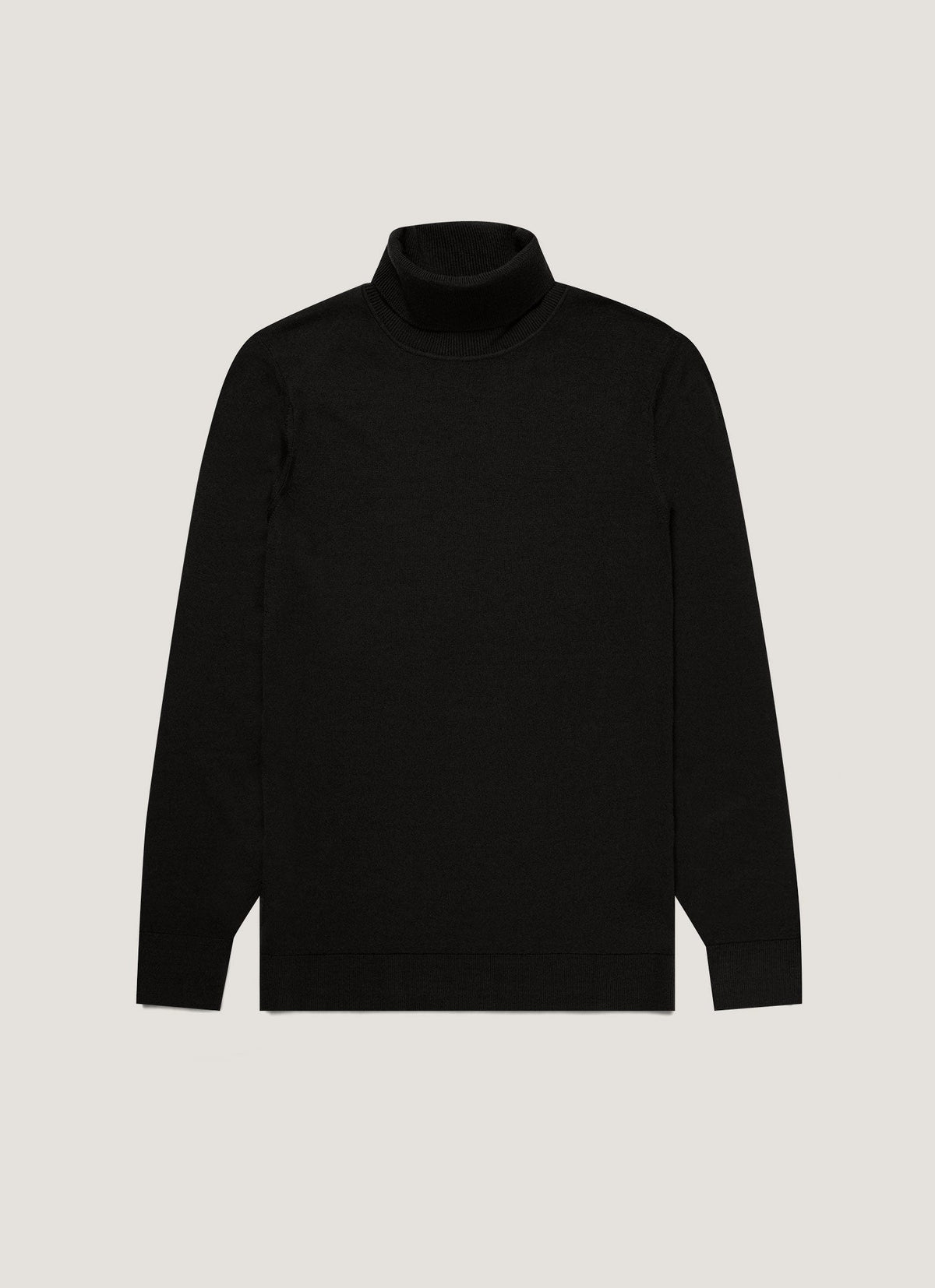 Men's Extra-Fine Merino Roll Neck Jumper in Black