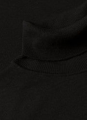 Men's Extra-Fine Merino Roll Neck in Black