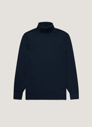 Men's Extra-Fine Merino Roll Neck in Light Navy