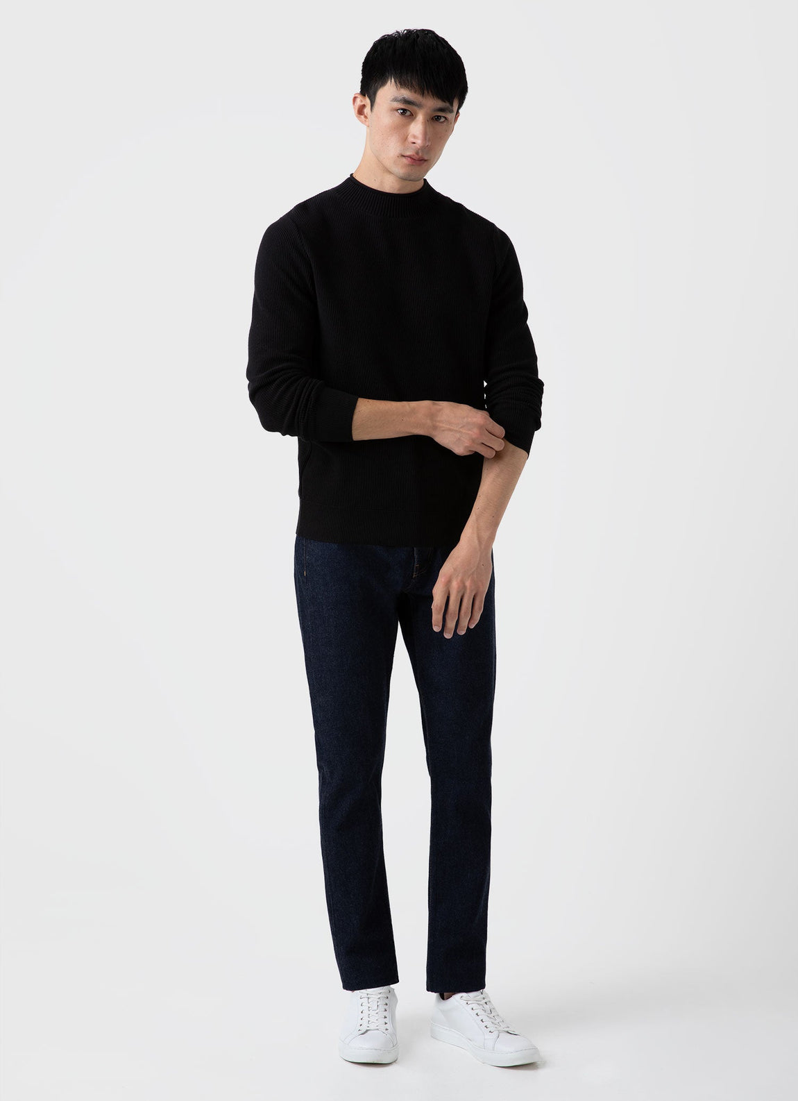 Men's Textured Guernsey Jumper in Black
