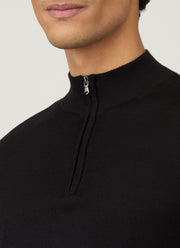 Men's Extra-Fine Merino Zip Neck in Black