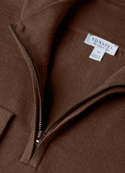 Men's Extra-Fine Merino Zip Neck in Bark
