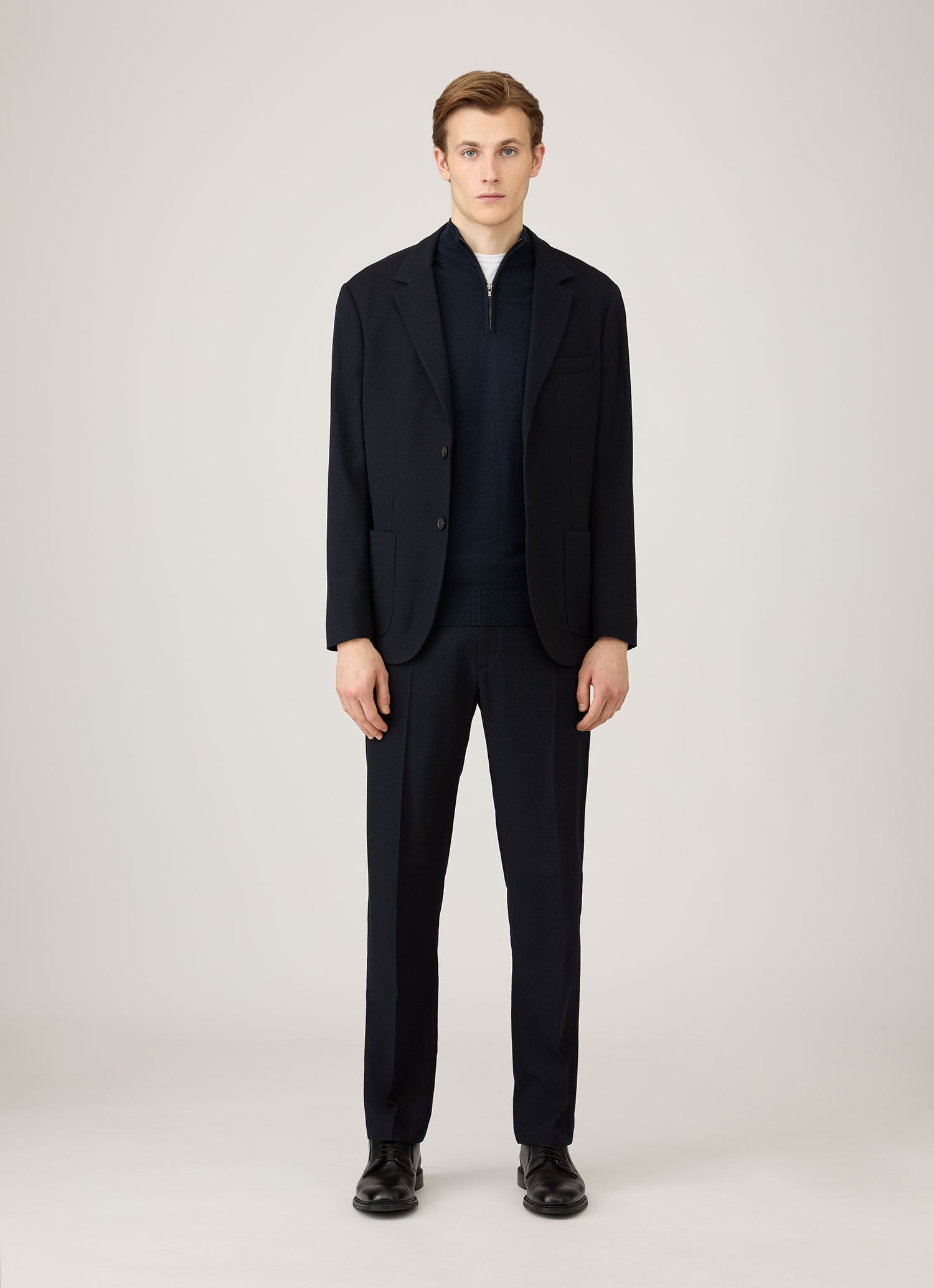 Men's Extra-Fine Merino Zip Neck in Navy