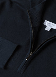 Men's Extra-Fine Merino Half Zip Jumper in Light Navy