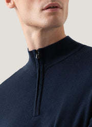 Men's Extra-Fine Merino Zip Neck in Light Navy