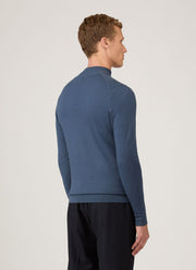 Men's Extra-Fine Merino Zip Neck in Slate Blue