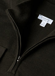 Men's Extra-Fine Merino Zip Neck in Dark Green
