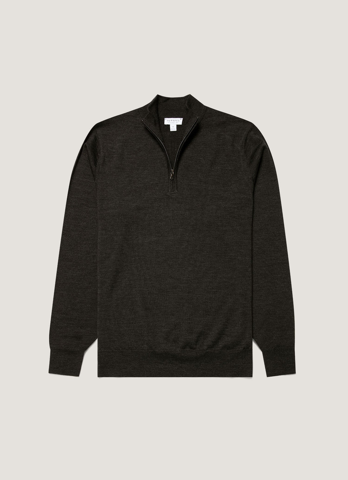 Men's Extra-Fine Merino Half Zip Jumper in Charcoal Melange