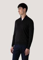 Men's Extra-Fine Merino Zip Neck in Charcoal Melange