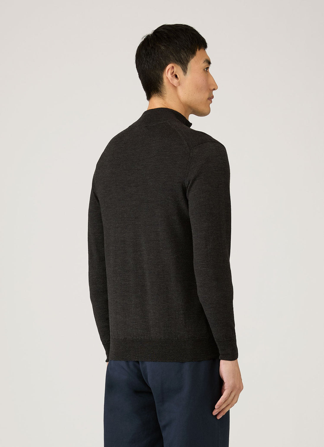 Men's Extra-Fine Merino Zip Neck in Charcoal Melange