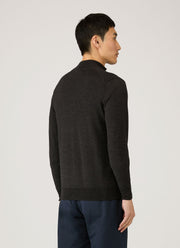 Men's Extra-Fine Merino Zip Neck in Charcoal Melange