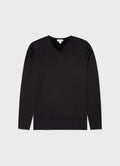Men's Extra-Fine Merino V-neck in Black