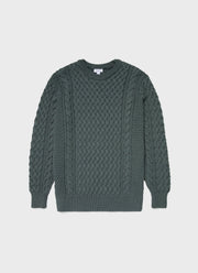Men's Merino Cable Jumper in Dove Grey