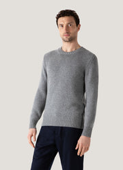 Men's Roxburgh Cashmere Jumper in Mid Grey Melange