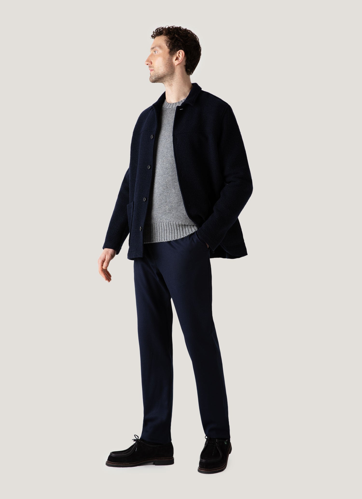 Men's Roxburgh Cashmere Jumper in Mid Grey Melange