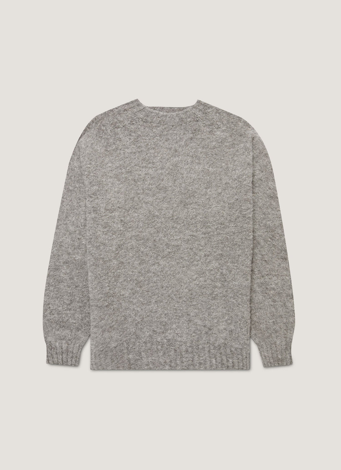 Men's Shetland Crew Neck Jumper in Mid Grey Melange