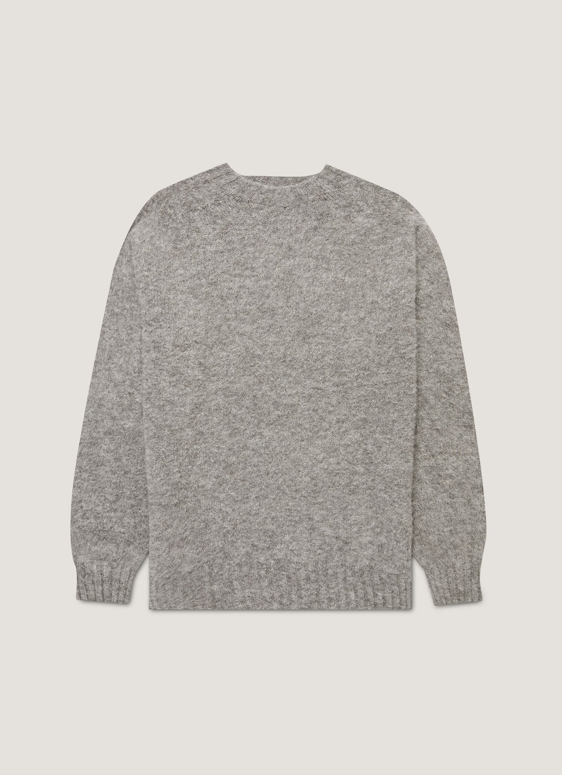 Men's Shetland Crew Neck Jumper in Mid Grey Melange