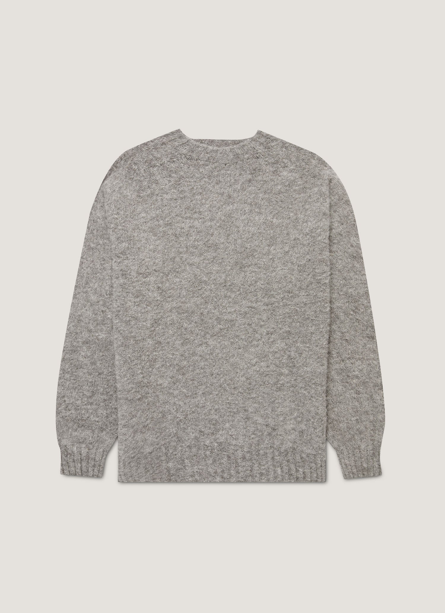 Men's Shetland Crew Neck Jumper in Mid Grey Melange