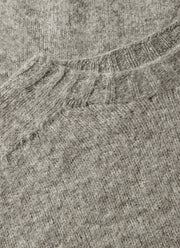 Men's Shetland Crew Neck Jumper in Mid Grey Melange