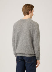 Men's Shetland Crew Neck Jumper in Mid Grey Melange