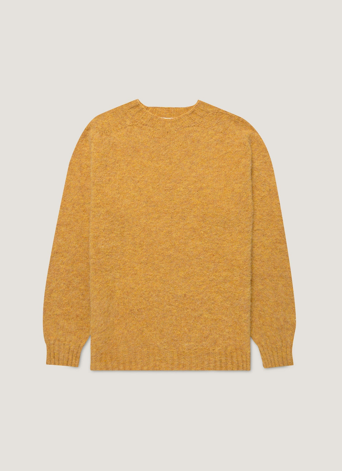 Men's Shetland Crew Neck Jumper in Saffron
