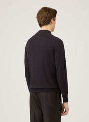 Men's Sea Island Cashmere Half Zip in Black