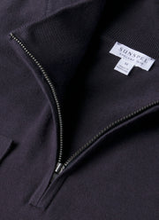 Men's Sea Island Cashmere Half Zip in Midnight Navy