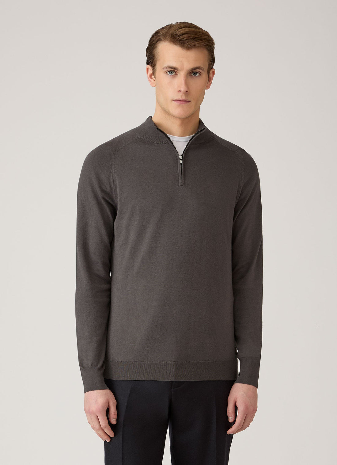 Sea Island Kaschmir Pullover mit halbem Reißverschluss