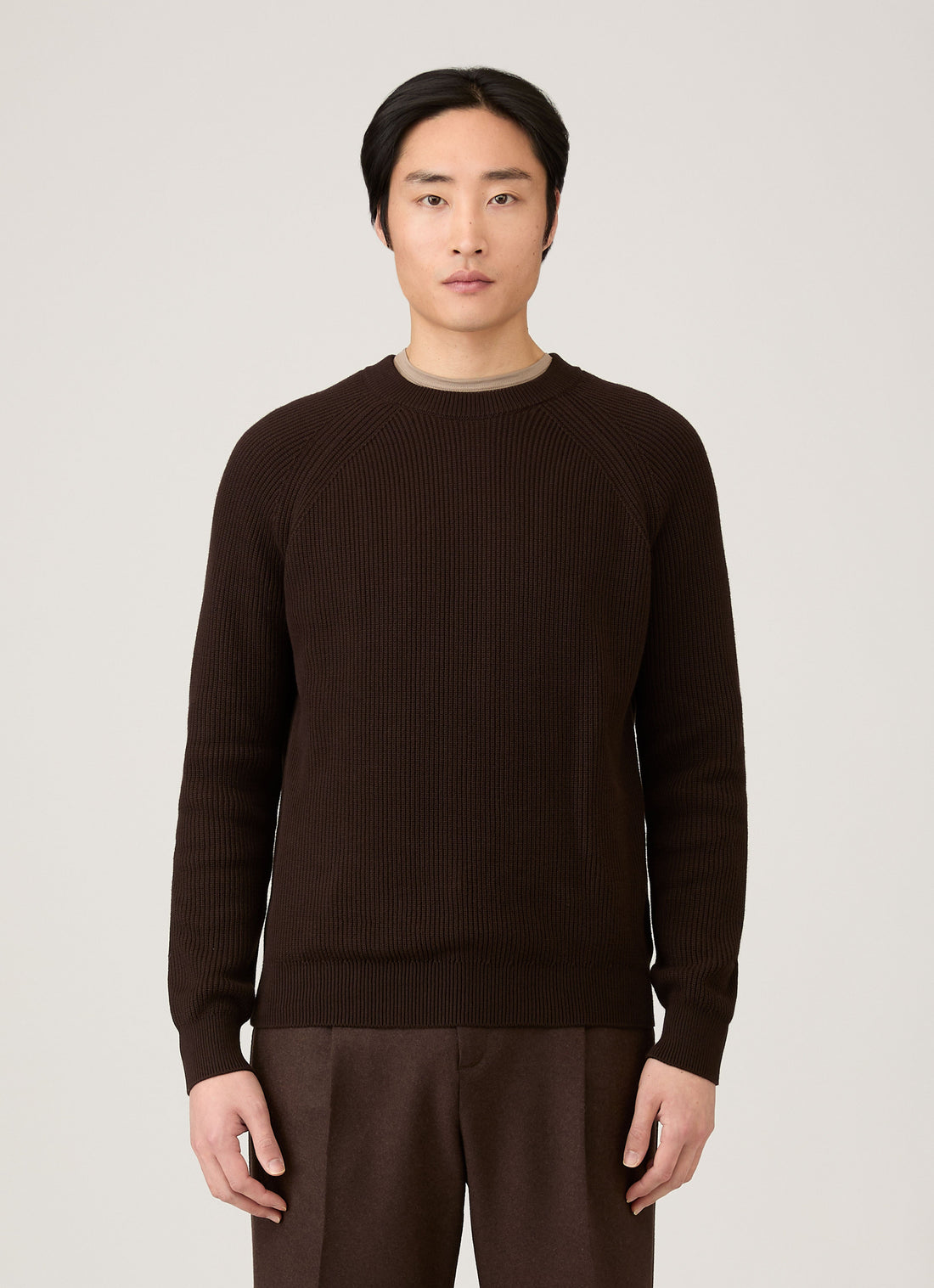 Men's Ribbed Jumper in Truffle