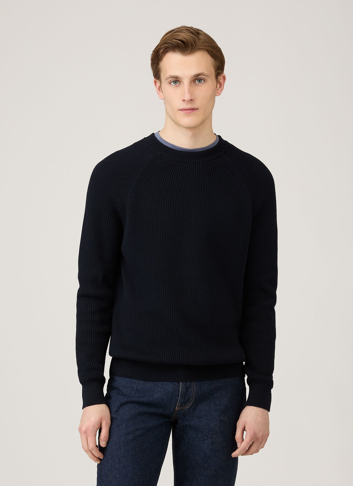 Men's Ribbed Jumper in Navy