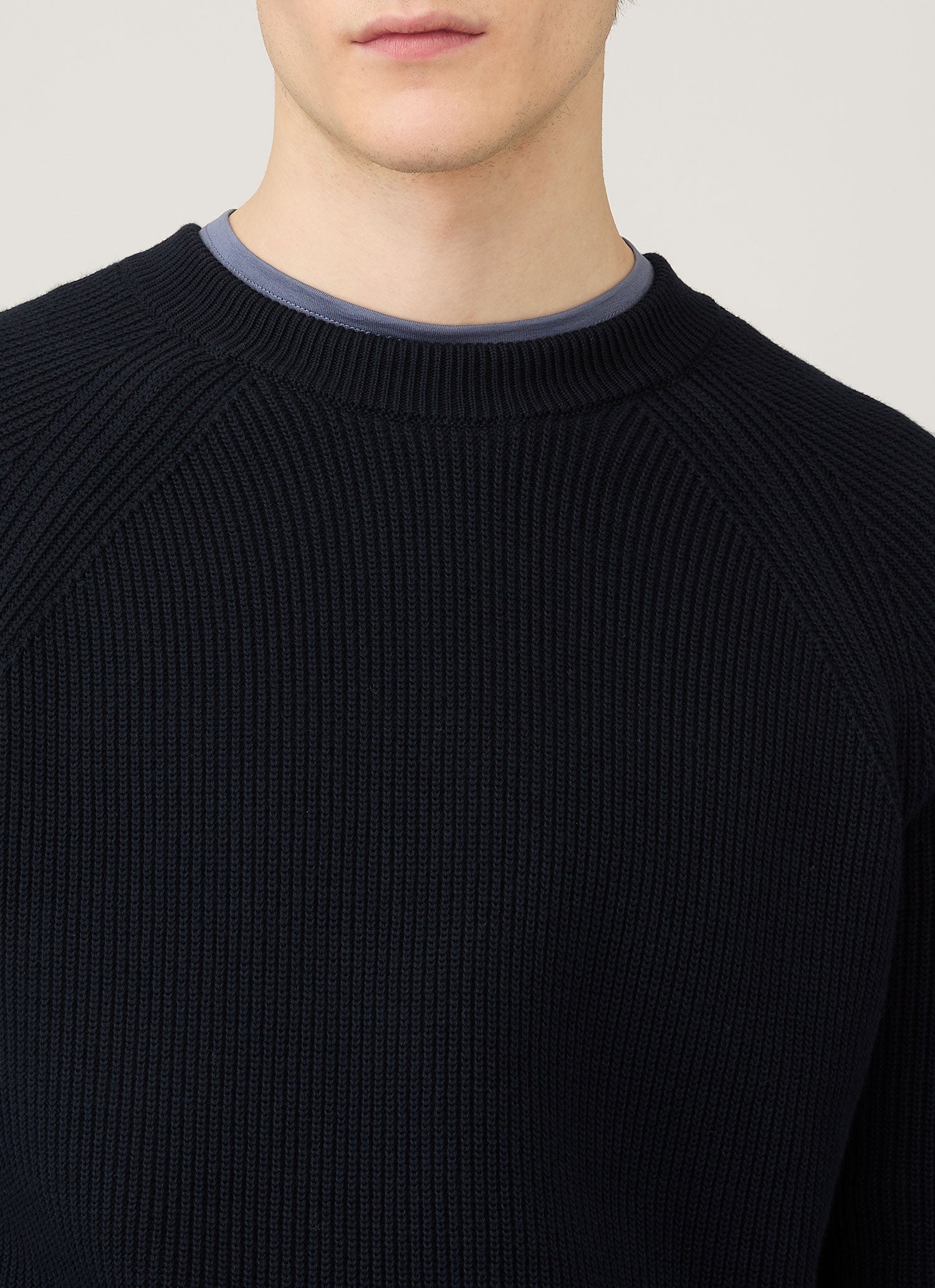 Men's Ribbed Jumper in Navy