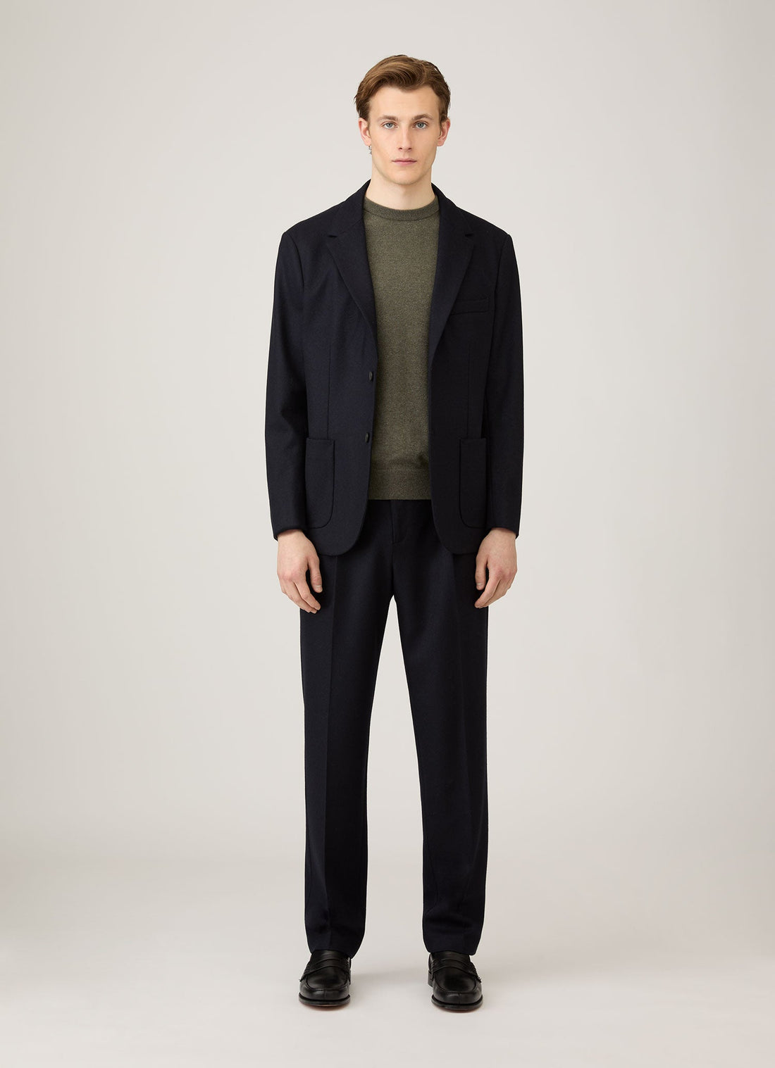 Men's Cashmere Crew Neck Jumper in Khaki