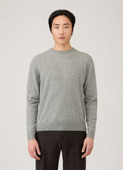 Men's Cashmere Crew Neck Jumper in Grey Melange