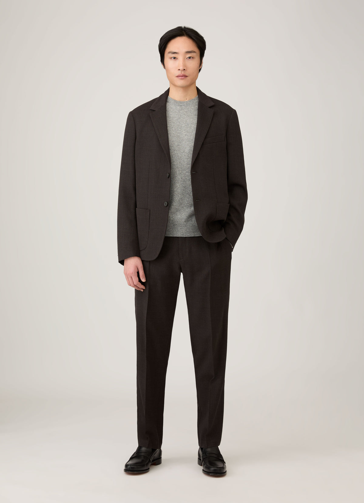 Men's Cashmere Crew Neck Jumper in Grey Melange