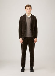 Men's Lambswool V-neck Jumper in Bark