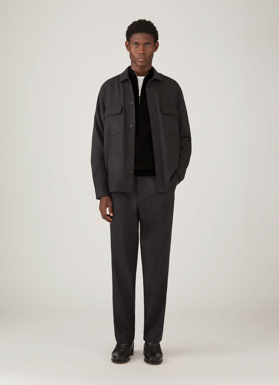 Men's Cashmere Half Zip Jumper in Black