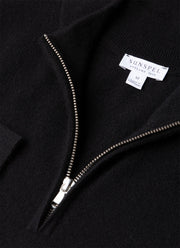 Men's Cashmere Half Zip Jumper in Black