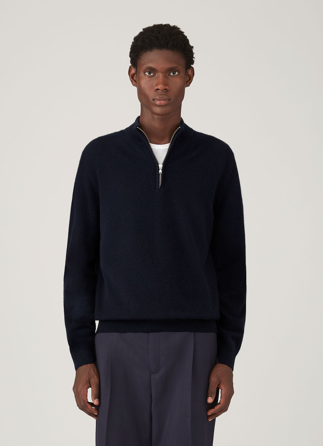 Kaschmir Pullover mit halbem Reißverschluss