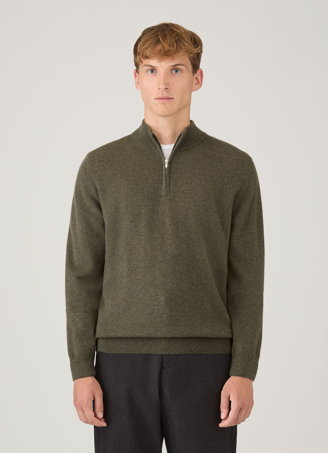 Kaschmir Pullover mit halbem Reißverschluss